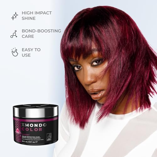 Image of XMONDO Color Garnet Depositing Mask, Burgundy Hair Dye, 8 Fl Oz | Semi-Permanent, Infused with Bond Booster & Hyaluronic Acid for Nourishment, Revitalization & Repair, Vegan Formula