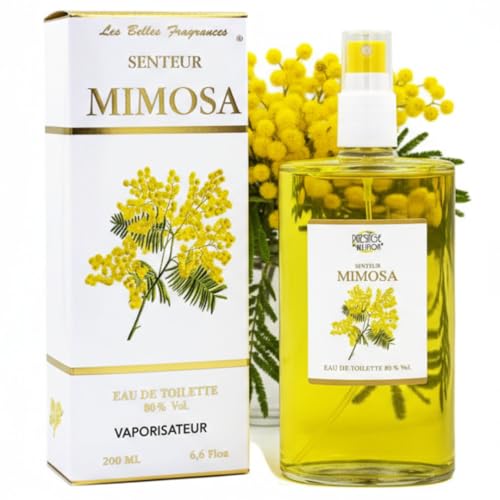 Eau de Toilette Mimosa, por Prestige de Menton – Eau de Toilette floral y cálido para mujeres – Perfume natural – Fabricación artesanal en Côte d'Azur – Vaporizador recargable de viaje – 200 ml