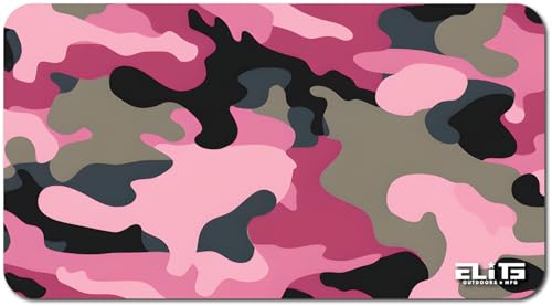 Elite Outdoors MFG | Pink Camo Gun Cleaning Mat | Classic Camouflage Design | Pink, Blue & Tan Shades | Made in The USA | Size 12x22 inches