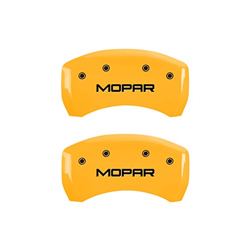 Image of MGP Caliper Covers - Brake Caliper Covers for 2011-2023 Dodge Challenger & 2011-2023 Dodge Charger (Requires Dual Piston Front Caliper) Front and Rear Set (Yellow, Mopar)