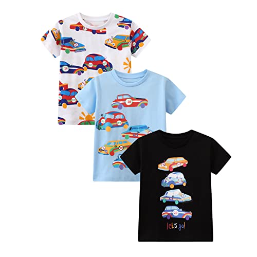 Image of Toddler Boys' Short Sleeve Tees Cotton Casual Graphic Crewneck Summer Top Clothes T-Shirts
