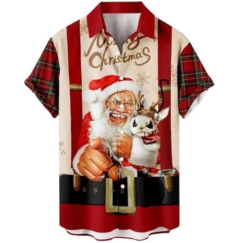 Image of Christmas Sweatshirt Men Unisex Novelty Long Sleeves Crew Neck Christmas Sweaters Ugly Xmas Elf Jumpers Fleece Jumper Work Wear Sweatshirt Hoodies Top Santa Claus Jacket (Z3 Red,XL)