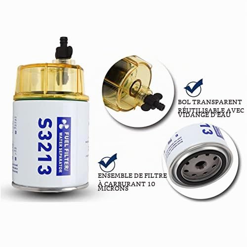 Séparateur D'eau De Carburant, Séparateur D'eau De Filtre à Carburant Avec Bol Transparent, Remplacement pour 35-60494-1, S3213, B32013, 18-7932-1,18-7932,18-7928-1,18-7928,35604941