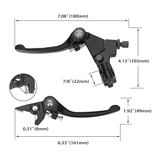 Rutu 22Mm 7/8 Inch Folding Aluminum Clutch And Brake Lever Set For 110Cc 125Cc 140Cc Ttr Ssr Crf50 Xr Crf Mini Pit Dirt Bike Motorcycle Atv -Black #TOP1
