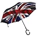 Produktbild Umgedrehter Regenschirm Bester Doppelschicht-Umkehrschirm mit britischer Flagge, Regenschirm mit C-förmigem Griff