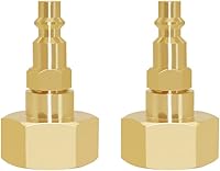 Vista 1 de Hooshing 2PCS Brass Winterize Blowout Adapter 1/4" Quick Connect Plug to 3/4" GHT Garden Hose Faucet Fitting for RV, Boat, Motorhome, Camper, and