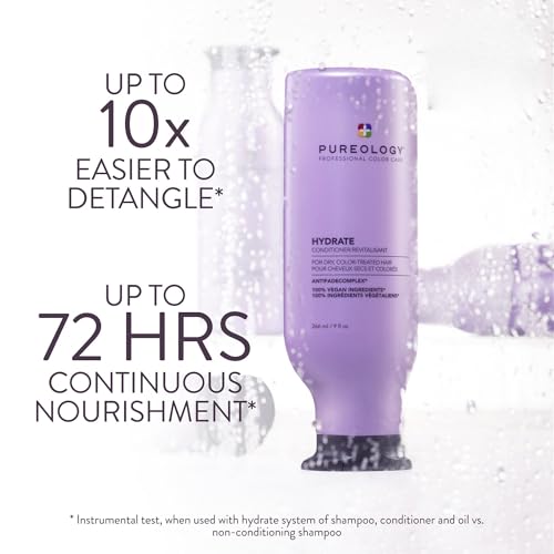 Pureology Hydrate Conditioner - For Dry or Color Treated Hair, Nourishing Conditioner to Restore Moisture and Seal in Hydration, Vegan