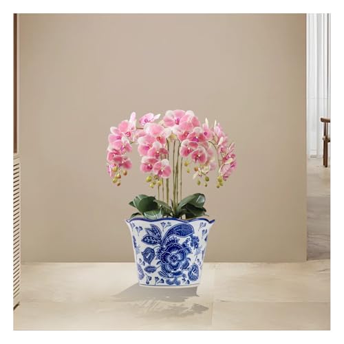 Vaso in ceramica con foro di drenaggio, per interni ed esterni, stile antico, per soggiorno e giardino