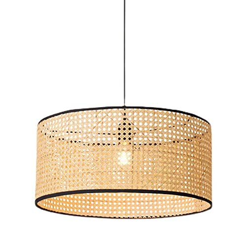Lampe Suspendue E27 en Bambou Tissé pour Cuisine et Salon