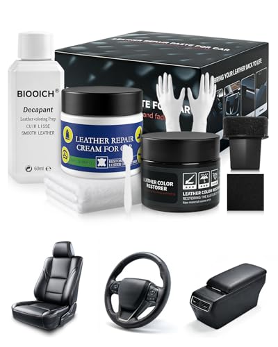 BIOOICH Leather Repair Kit for Toyota- 8PCS Leather & Vinyl Scratch Restorer for Steering Wheel/Seat Leather Restoration Kit DIY Fix for Tears Scuffs Worn Spots & Color Fading (Black)
