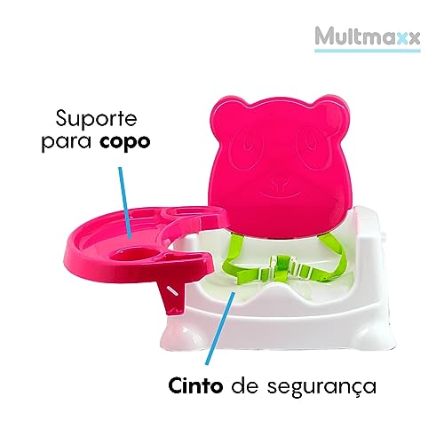 Cadeira Booster de Alimentação Refeição Portátil para Bebê Ursinho até 15Kg Multmaxx (Rosa)