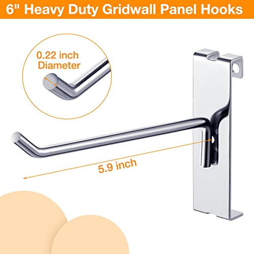 Chumia 50 Pieces 6 Inches Gridwall Panel Hooks Grid Wall Hangers Silver Display Hooks For Panel, Retail Shop Display Trade Show Home Office Garage Storage #TOP1