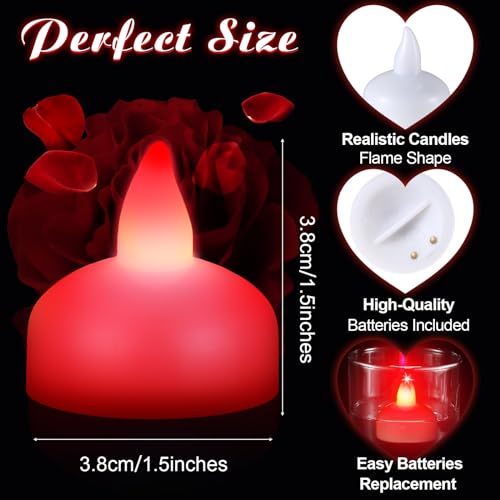 Image of Honoson 36 Pack 1.6 inch Flameless Led Floating Candles Waterproof Tealights Battery Operated Flickering Floating Candles for Wedding Centerpieces Pool Bath Party Anniversary Spa Home Decor(Red Light)
