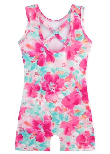 HOZIY Gymnastics Leotards for Girls with Shorts Biketards Dance Tumbling Outfits Matching Scrunchies 1-12 Years Old
