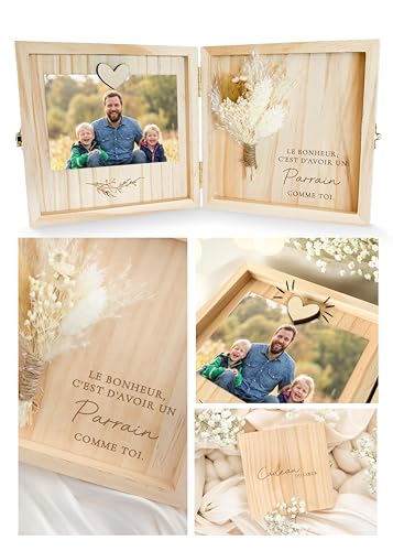 Joli Coon Coffret cadeau parrain en bois - Le bonheur c'est d'avoir un parrain comme toi - Coffret...