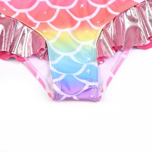 Image of CHILDRENSTAR Girls Metallic Bathing Suits Shiny Ruffles One Shoulder 2 Pieces Swimsuits Cute Bikini Set