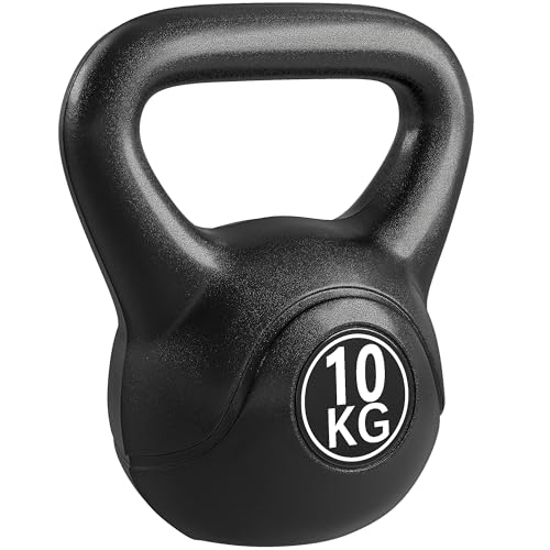 HOMCOM Kettlebell 10kg per Sport e Fitness con Base Piatta e Impugnatura, Kettlebell Pesi per Allenamento Home Gym Casa e...