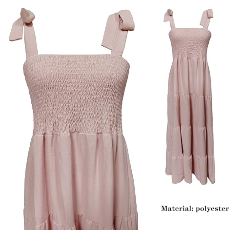 Image of kinstell Women's Summer Boho Spaghetti Strap Square Neck Ruffle Casual Flowy Long Dress Beach Swing Party Maxi Dress