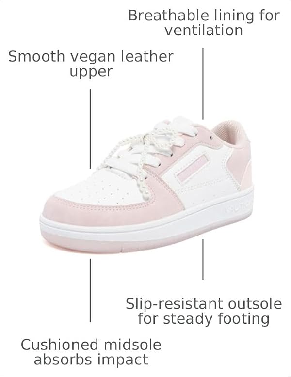 Nautica Girls Youth Sneaker – Fashion Athletic Lace-Up Tennis Shoe for Everyday Sport and Casual Wear, Monsanta Girl White Pink Pearl, Size 2 by Nautica - Used condition - Image 3