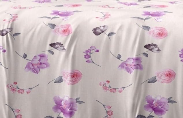 Image of DECOR2ADMIRE 300TC Premium Glace Cotton Printed Super King Size Double Bedsheet with Two Pillow Covers, 108 * 108 Inches or 9ft by 9ft or 275 cm x 275 cm (Cream Blooms)