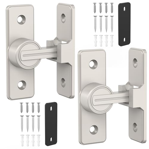 Image of Barn Door Lock Hardware, Heavy Duty 90 Degree Flip Latch Privacy Lock, Zinc Alloy Sliding Barn Door Latch for Bathroom, Bedroom, Closet, Garage, Shed and Gate (Nickel-2PCS)