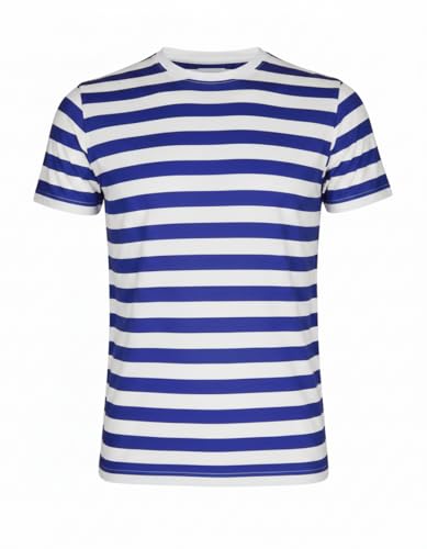 Image of FAIRY TRENDZ Kids Navy & White Striped T-Shirt, Short Sleeve Cotton Top, Fancy Dress Clothes, School Activewear & Casual Stripey Tee (UK, Age, 3 Years, 4 Years, Regular)