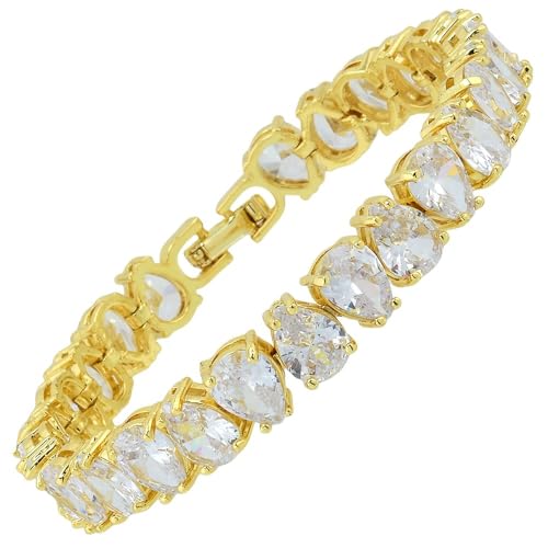 RIZILIA Spectrum Bracelet tennis femme or plaqué 14 carats zircone cubique citrine jaune 6mm