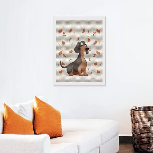 Pintura de diamantes para adultos de perro salchicha, kit de arte de gemas redondas 7