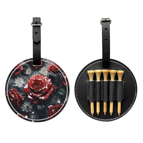 Glass Rose Black Printed golf tee storage bag - portable design, easy to organize tee