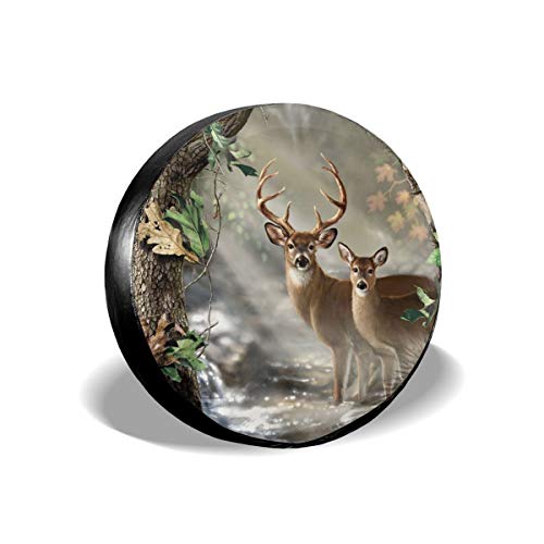 Spare Wheel Cover, Real Tree Camouflage Deer Wheel Covers Tyre Cover Tires Protector Covers Weatherproof Tire Protectors