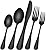 20-Piece Black Silverware Set, EWFEN Black Flatware Set for 4, Food-Grade Stainless Steel Tableware Cutlery Set, Mirror Finished Utensil Sets for Home Restaurant