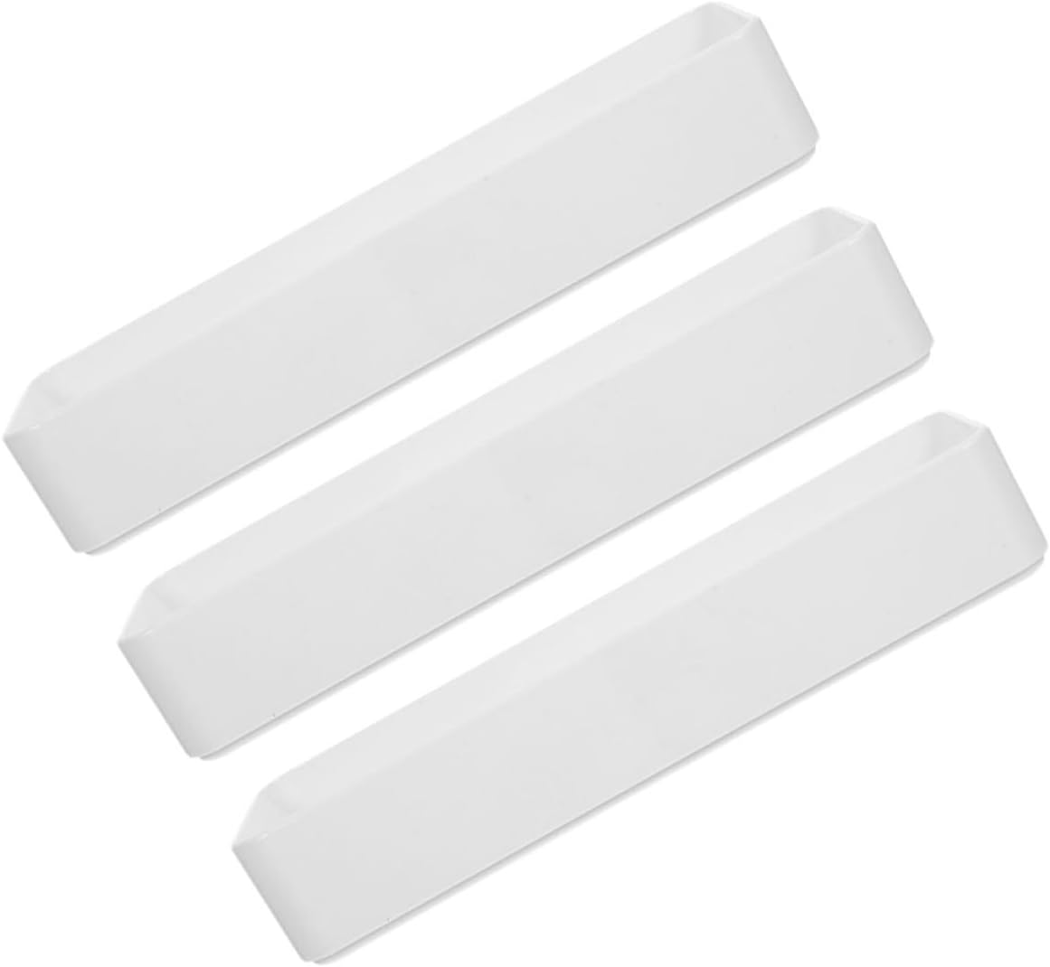 VALICLUD Drawer Storage Organizer Box Set, White Plastic Kitchen Cutlery Divider Trays, 3pcs Narrow Drawer Organizer for Utensils and Sundries Storage