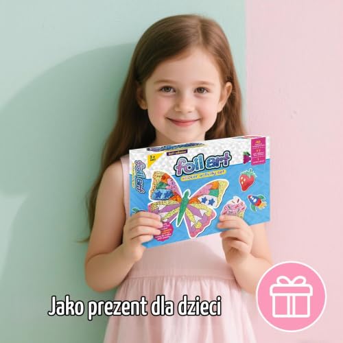 KIKVTER Folia do zabawy dla dzieci, folia do samodzielnego wykonania, zestaw do majsterkowania, brokatowa folia transferowa, zestaw do majsterkowania, do majsterkowania, na prezent
