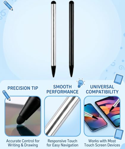 Image of 2 PCS Universal Stylus Pen, Touch Pen with Dual Color Options, Digital Writing and Drawing Tool for Touch Screen Devices, Smooth Responsive Stylus Tip for Accurate Control