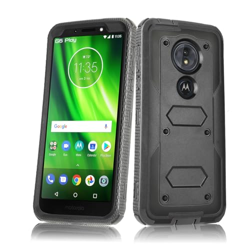 Asuwish Phone Case for Moto E5/G6 Play/MotoG6 Forge Cover Hybrid Shockproof Drop Proof Protective Cell Accessories Dual Layer Rugged Motorola MotoG6Play Moto6 G 6 6G G6Play MotoE5 5E Women Men Black