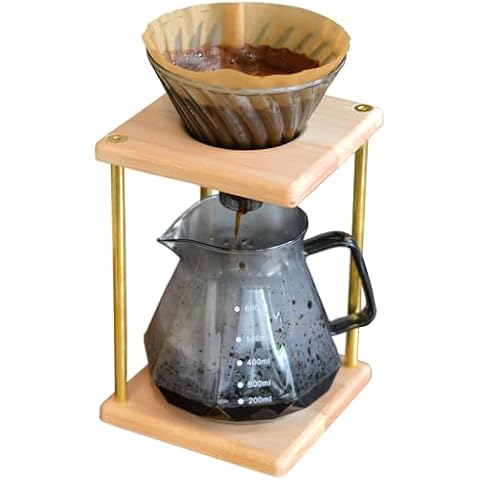 Junxave Pour Over Coffee Stand, Coffee Dripper Holder, Brew Stand, Brass Pillars Design Cover
