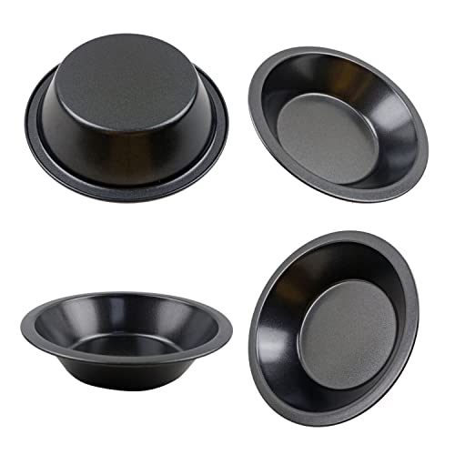 Mini Pie Pans 5 Inch, 4 Pieces Small Round Pot Pie Plates, Nonstick Carbon Steel Bakeware Set - for Baking Pies, Crust, Tarts, Black - Image 7