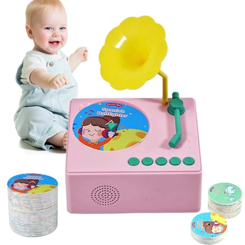 Gramophone pour Enfant avec 96 Cartes | Cadeau De Lecteur De Musique D'histoire De Phonographe pour Enfant | Phonographe De Boîte À Musique pour Les Enfant De 3 À 6 Ans | Apprentissage De La Musiqu