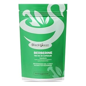 Black Swan Berberine Supplement 750mg Capsules – Pure Berberine HCL High Strength Supplement – Berberine Weight Loss Vegan Formulated Capsule Anti-oxidant and Anti-inflammatory – 30 Capsules