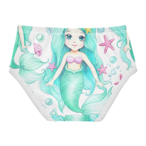 Cute Cartoon Mermaid Turquoise Toddler Underwear Custom 2t Cotton Girl Panties Cute Colorful Briefs Undies Kids2