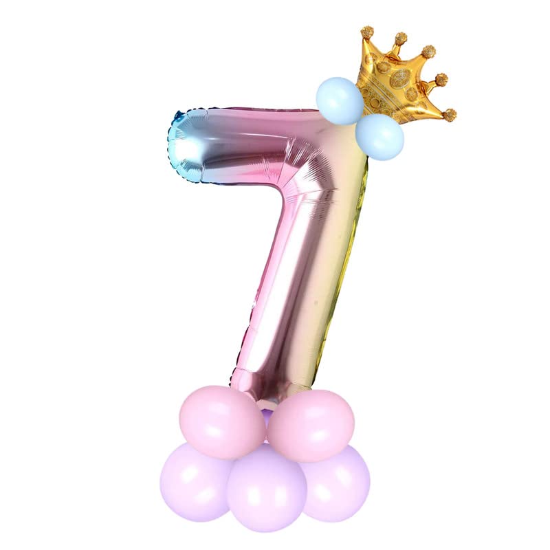 Image of Multicolor 32 Inches Numbers 7 Shape Large Big Foil Helium Balloons For Party Decorations In Happy Birthday Anniversary Office Items Materials Set Pack,1 Piece