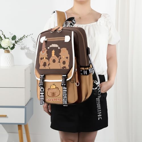 Image of Lushandy Capybara Backpack, Cute Capibara Backpacks Kawaii Kapibara Stuff Large Cartoon Capybara Bag Ita Bag