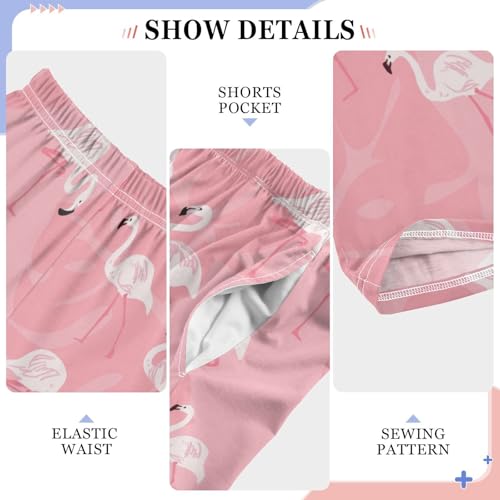 Aloha Flamingo Palm Tree Boys Long Pants Soft Trousers Elastic Waist Kids Lounge Bottoms with Pockets S-XL4