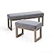 SIMPLIHOME Milltown 45 inch Wide Contemporary Rectangle Large Ottoman Bench in Grey Linen Look Fabric, Assembled, for the Living Room and Bedroom