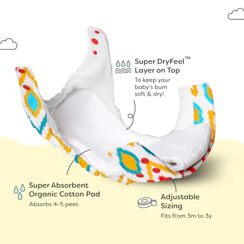 Image of SuperBottoms Reusable and Washable Cloth Diapers for babies - Cloth Diaper Freesize UNO- New Version