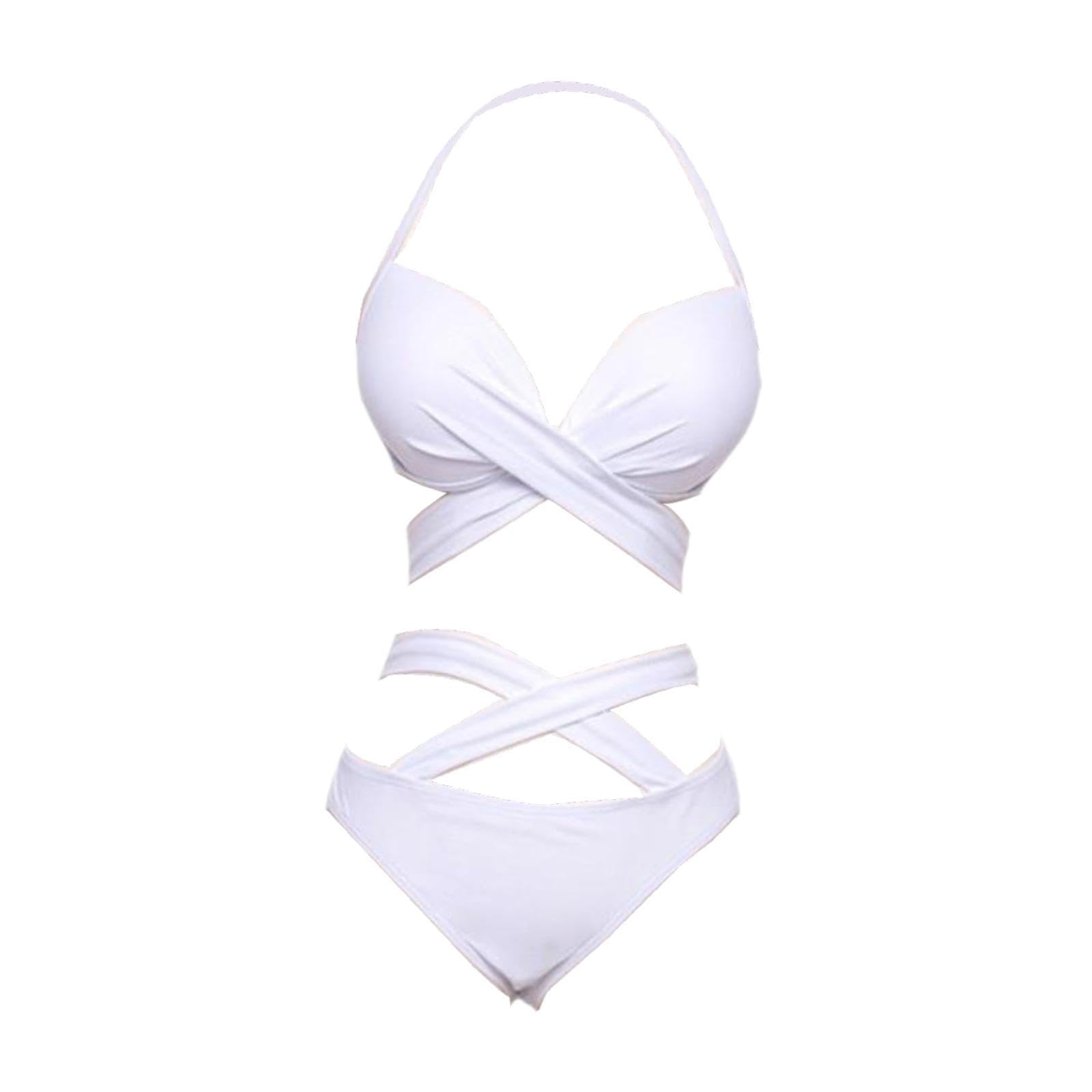 VELURA Women Set Nylon Ladies Cross Strappy Beachwear for Club Travel Salons White M|1 Set|Swimwear| Womens Clothing |Clothing, Shoes & Accessories-image-21