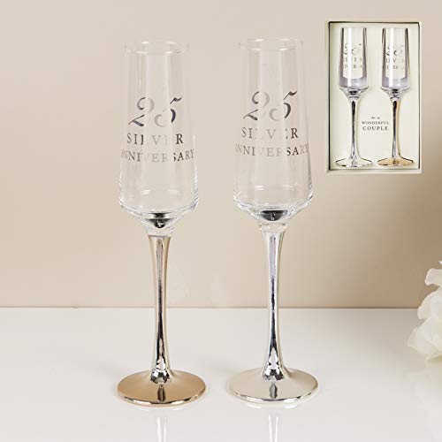 Flûte à champagne de mariage pour trinquer aux 25 ans de bonheur