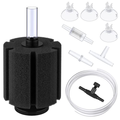 Image of Pawfly Large Aquarium Bio Sponge Filter Quiet Fish Foam Filter with Airline Tubing Suction Cups Check Valve Connectors and Control Valve Accessories for Betta Fry Shrimp Fish Tank up to 60 Gallon