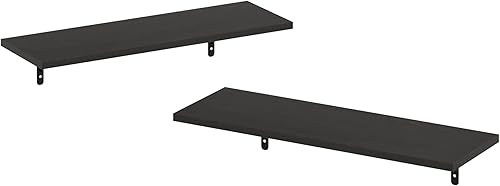 Miniatura 5 de Furinno Rossi - Estantes flotantes de exhibición de 23 pulgadas para montar en la pared, color expreso, juego de 2