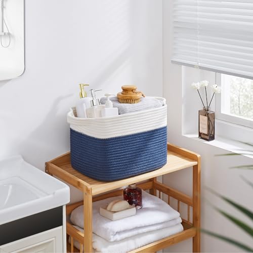 image for OIAHOMY Storage Baskets - Woven Cotton Rope Baskets for Shelves, Toy T